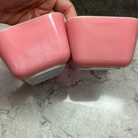 2 Vintage Pyrex Flamingo Pink Refrigerator Dishes #502 - Picture 8 of 13